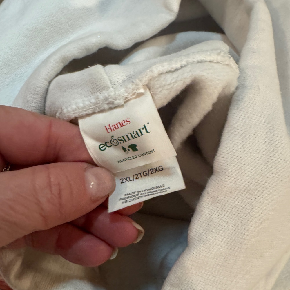 Hanes Essential White sweatshirt for St Norbert college in Green Bay. The Abbey - Picture 4 of 5